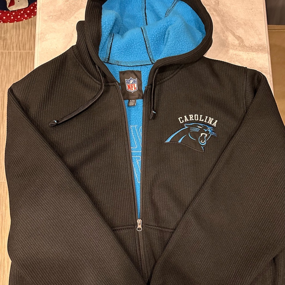 ❌SOLD❌NWOT Carolina Panthers Thermal Fleece Lined Zip Up Hooded Sweatshirt XL